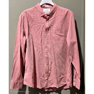 Even Tide Pale Red Linen Blend LS Button Front Casual Dress Shirt -- Size XL